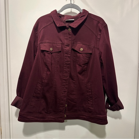 Westport Women's Deep Burgundy Jean Jacket - 2X - Picture 2 of 9